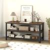 Giantex TV Stand for TV up to 50 Inches, 43.5″ Wood Industrial TV Cabinet with 3-Tier Storage Shelves, Adjustable Feet, Entertainment Center TV Console Table for Living Room, Bedroom, Rustic Brown