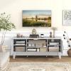 Giantex TV Stand for TVs Up to 65 Inches, Entertainment Center with 2 Barn Door Cabinets, 4 Adjustable Shelves, 2 Extra Support Legs, Farmhouse Media TV Cabinet for Living Room, TV Console, Whitewash