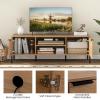 Giantex TV Stand for TVs up to 65”, Entertainment Center with Charging Station, 2 Cabinets, Open Shelves, 6 Sturdy Metal Legs, Modern Media Console, Television Stands for Bedroom, Living Room, Natural