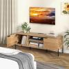 Giantex TV Stand for TVs up to 65”, Entertainment Center with Charging Station, 2 Cabinets, Open Shelves, 6 Sturdy Metal Legs, Modern Media Console, Television Stands for Bedroom, Living Room, Natural