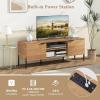 Giantex TV Stand for TVs up to 65”, Entertainment Center with Charging Station, 2 Cabinets, Open Shelves, 6 Sturdy Metal Legs, Modern Media Console, Television Stands for Bedroom, Living Room, Natural