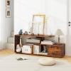 Giantex TV Stand with Power Outlet for TVs up to 55 Inch, Entertainment Center with Storage Cabinet & Open Shelves, Media Console Table, Modern Television Stands for Living Room Bedroom, Rustic Brown