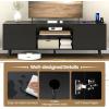 Giantex TV Stand with Power Outlet for TVs up to 60”, Entertainment Center with Cable Hole, Cabinets, Adjustable Shelf, Modern Media Console, Television Stands for Living Room Bedroom (Black)(Black)
