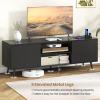 Giantex TV Stand with Power Outlet for TVs up to 60”, Entertainment Center with Cable Hole, Cabinets, Adjustable Shelf, Modern Media Console, Television Stands for Living Room Bedroom (Black)(Black)
