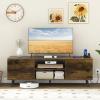 Giantex TV Stand with Power Outlet for TVs up to 60”, Entertainment Center with Cable Hole, Cabinets, Adjustable Shelf, Modern Media Console, Television Stands for Living Room Bedroom (Black)(Rustic Brown)