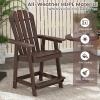 Giantex Tall Adirondack Chair, HDPE Outdoor Bar Stools with Armrests, 4.5” Wide Footrest, Patio Adirondack Barstools, All-Weather Balcony Chairs for Poolside, Garden, Backyard (1, White)(Brown)