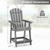 Giantex Tall Adirondack Chair, HDPE Outdoor Bar Stools with Armrests, 4.5” Wide Footrest, Patio Adirondack Barstools, All-Weather Balcony Chairs for Poolside, Garden, Backyard (1, White)(Grey)