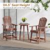 Giantex Tall Adirondack Chair, HDPE Outdoor Bar Stools with Armrests, 4.5” Wide Footrest, Patio Adirondack Barstools, All-Weather Balcony Chairs for Poolside, Garden, Backyard (1, White)(Coffee)