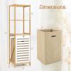 Giantex Tilt Out Laundry Hamper – Laundry Hamper Cabinet with 3 Tier Storage Shelves, Removable Laundry Basket, 51″ Tall Freestanding Bamboo Tower Hamper Organizer for Bathroom Small Space