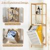 Giantex Tilt Out Laundry Hamper – Laundry Hamper Cabinet with 3 Tier Storage Shelves, Removable Laundry Basket, 51″ Tall Freestanding Bamboo Tower Hamper Organizer for Bathroom Small Space