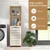 Giantex Tilt Out Laundry Hamper – Laundry Hamper Cabinet with 3 Tier Storage Shelves, Removable Laundry Basket, 51″ Tall Freestanding Bamboo Tower Hamper Organizer for Bathroom Small Space