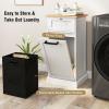 Giantex Tilt Out Laundry Hamper Cabinet, Bathroom Storage Cabinet with Drawer, Removable Laundry Basket, Bamboo Countertop, 10 Gallon Hidden Wood Laundry Cabinet (White)(White)