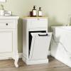 Giantex Tilt Out Laundry Hamper Cabinet, Bathroom Storage Cabinet with Drawer, Removable Laundry Basket, Bamboo Countertop, 10 Gallon Hidden Wood Laundry Cabinet (White)(White)