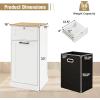 Giantex Tilt Out Laundry Hamper Cabinet, Bathroom Storage Cabinet with Drawer, Removable Laundry Basket, Bamboo Countertop, 10 Gallon Hidden Wood Laundry Cabinet (White)(White)
