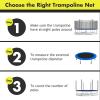 Giantex Trampoline Safety Net, 8 10 12 14 15 16Ft Weather-Resistant Replacement Enclosure Net for Round Frame, with Double-Headed Zippers, Protection Buckles & Enhanced Hook, Poles Not Included(10FT 6 Poles)