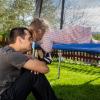 Giantex Trampoline Safety Net, 8 10 12 14 15 16Ft Weather-Resistant Replacement Enclosure Net for Round Frame, with Double-Headed Zippers, Protection Buckles & Enhanced Hook, Poles Not Included(15FT 10 Poles)