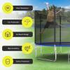 Giantex Trampoline Safety Net, 8 10 12 14 15 16Ft Weather-Resistant Replacement Enclosure Net for Round Frame, with Double-Headed Zippers, Protection Buckles & Enhanced Hook, Poles Not Included(16FT 6 Poles)