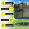 Giantex Trampoline Safety Net, 8 10 12 14 15 16Ft Weather-Resistant Replacement Enclosure Net for Round Frame, with Double-Headed Zippers, Protection Buckles & Enhanced Hook, Poles Not Included(12FT 8 Poles)