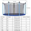 Giantex Trampoline Safety Net w/Adjustable Straps, 8 10 12 14 15 16Ft Weather-Resistant Replacement Enclosure Net with Double-Headed Zipper, Protection Buckle, Poles Not Included(16FT 12 Poles)
