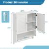 Giantex Wall Mounted Bathroom Cabinet with 2 Louvered Doors, 3-Position Adjustable Shelf, Towel Bar, Over The Toilet Space Saver, Above Toilet Hanging Medicine Cabinet (Espresso)(White)