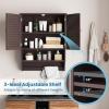 Giantex Wall Mounted Bathroom Cabinet with 2 Louvered Doors, 3-Position Adjustable Shelf, Towel Bar, Over The Toilet Space Saver, Above Toilet Hanging Medicine Cabinet (Espresso)(Espresso)