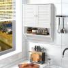 Giantex Wall Mounted Bathroom Cabinet with 2 Louvered Doors, 3-Position Adjustable Shelf, Towel Bar, Over The Toilet Space Saver, Above Toilet Hanging Medicine Cabinet (Espresso)(White)