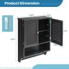 Giantex Wall Mounted Bathroom Cabinet with 2 Louvered Doors, 3-Position Adjustable Shelf, Towel Bar, Over The Toilet Space Saver, Above Toilet Hanging Medicine Cabinet (Espresso)(Black)