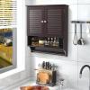 Giantex Wall Mounted Bathroom Cabinet with 2 Louvered Doors, 3-Position Adjustable Shelf, Towel Bar, Over The Toilet Space Saver, Above Toilet Hanging Medicine Cabinet (Espresso)(Espresso)