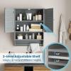 Giantex Wall Mounted Bathroom Cabinet with 2 Louvered Doors, 3-Position Adjustable Shelf, Towel Bar, Over The Toilet Space Saver, Above Toilet Hanging Medicine Cabinet (Espresso)(Grey)