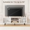 Giantex White TV Stand for TVs up to 55″, 47.5″ Small Entertainment Center with Storage, Open Shelves & 5 Heavy-Duty Metal Legs, Wood Media Console Table for Living Room, Bedroom(White)