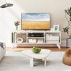 Giantex White TV Stand for TVs up to 55″, 4-Cubby Modern Entertainment Center with Open Storage Shelves, Wood Media Console Table for Living Room, Bedroom