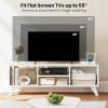 Giantex White TV Stand for TVs up to 55″, 4-Cubby Modern Entertainment Center with Open Storage Shelves, Wood Media Console Table for Living Room, Bedroom