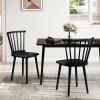 Giantex Windsor Dining Chairs Set of 2, Black Wooden Kitchen Chair, American Country Dining Chairs w/Rubber Wood Frame & High Spindle Back, Farmhouse Armless Side Chair for Home Living Room