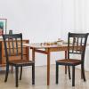 Giantex Wood Dining Chairs Set of 2, Armless Kitchen Chairs w/Solid Rubber Wood Frame, Easy to Assemble Dining Side Chair, Farmhouse Dining Room Chairs(Black+brown)