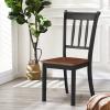 Giantex Wood Dining Chairs Set of 2, Armless Kitchen Chairs w/Solid Rubber Wood Frame, Easy to Assemble Dining Side Chair, Farmhouse Dining Room Chairs(Black+brown)