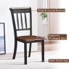 Giantex Wood Dining Chairs Set of 2, Armless Kitchen Chairs w/Solid Rubber Wood Frame, Easy to Assemble Dining Side Chair, Farmhouse Dining Room Chairs(Black+brown)