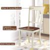 Giantex Wood Dining Chairs Set of 2, Armless Kitchen Chairs w/Solid Rubber Wood Frame, Easy to Assemble Dining Side Chair, Farmhouse Dining Room Chairs(Ivory+brown)