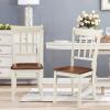 Giantex Wood Dining Chairs Set of 2, Armless Kitchen Chairs w/Solid Rubber Wood Frame, Easy to Assemble Dining Side Chair, Farmhouse Dining Room Chairs(Ivory+brown)