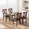 Giantex Wood Dining Chairs Set of 2, Faux Leather Upholstered Dining Chairs with Rubber Wood Legs, Vintage Kitchen Chair w/Padded Seat, Max Load 355 Lbs, Farmhouse Armless Wooden Dining Room Chair