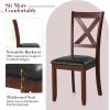 Giantex Wood Dining Chairs Set of 2, Faux Leather Upholstered Dining Chairs with Rubber Wood Legs, Vintage Kitchen Chair w/Padded Seat, Max Load 355 Lbs, Farmhouse Armless Wooden Dining Room Chair