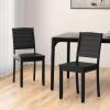 Giantex Wood Dining Chairs Set of 2, Modern Kitchen Chairs w/Rubber Wood Legs, Curved Backrest, Farmhouse Diner Chairs, Wooden Armless Side Chairs for Home Dining, Restaurant, Load 400 LBS, Black(Black)