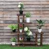 Giantex Wood Plant Stand Rack 5 Tier 6 Potted, Multiple Plant Stand Flower Pots Holder Display Shelf Rack Planter Indoor Outdoor for Garden Corner Balcony Patio Living Room(40 x 10 x 38 inches)