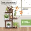 Giantex Wood Plant Stand with Windmill, 5 Tier Multiple Flower Pot Holder Display Shelf for Home Patio Garden Living Room, Outdoor Indoor Plant Display Rack (5 Tiers Accommodate for 6-9 Flowerpots)