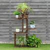 Giantex Wood Plant Stand with Windmill, 5 Tier Multiple Flower Pot Holder Display Shelf for Home Patio Garden Living Room, Outdoor Indoor Plant Display Rack (5 Tiers Accommodate for 6-9 Flowerpots)