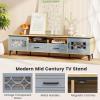 Giantex Wood TV Stand for TVs up to 80″, Modern Entertainment Center with Storage Drawers, Side Cabinets, Wood Television Stands, Media TV Console Table for Living Room Bedroom (Oak & Bluish Gray)(Oak & Bluish Gray)