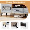 Giantex Wood TV Stand for TVs up to 80″, Modern Entertainment Center with Storage Drawers, Side Cabinets, Wood Television Stands, Media TV Console Table for Living Room Bedroom (Oak & Bluish Gray)(Oak & Bluish Gray)