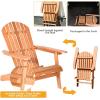 Giantex Wooden Adirondack Chair Outdoor Lounger Chair, Folding Adirondack Chairs 400 lbs Weight Capacity for Patio, Garden, Deck, Porch, Lawn, Oversized Backyard Seating Fire Pit Chairs(2)