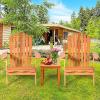 Giantex Wooden Adirondack Chair Outdoor Lounger Chair, Folding Adirondack Chairs 400 lbs Weight Capacity for Patio, Garden, Deck, Porch, Lawn, Oversized Backyard Seating Fire Pit Chairs(2)