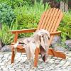 Giantex Wooden Adirondack Chair Outdoor Lounger Chair, Folding Adirondack Chairs 400 lbs Weight Capacity for Patio, Garden, Deck, Porch, Lawn, Oversized Backyard Seating Fire Pit Chairs(1)