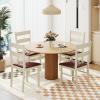 Giantex Wooden Dining Chairs Set of 2, PU Leather Upholstered Kitchen Chair w/Rubber Wood Frame, Padded Seat, Curved Back, Farmhouse Accent Side Chairs for Dining Room Living Room(1)